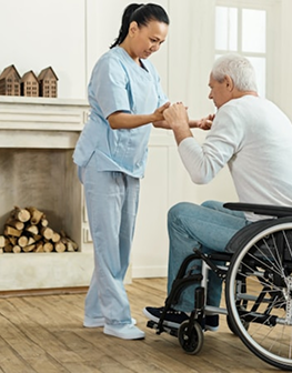 Caregiver with elderly person